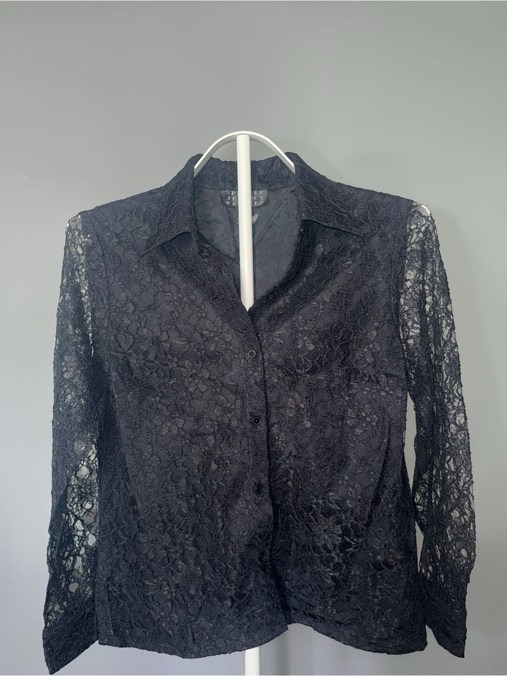 Vintage Spenser Jeremy Black Lace Button Down Blouse